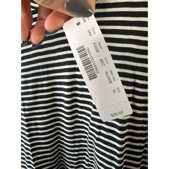 J.Crew Tissue Black & White Stripe Long Sleeve Turtleneck Shirt Women's XL NEW - Picture 3 of 6